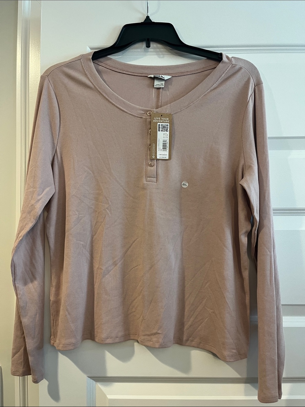 Eddie Bauer soft line ribbed long sleeve Henley top light plum NEW NWT XXL